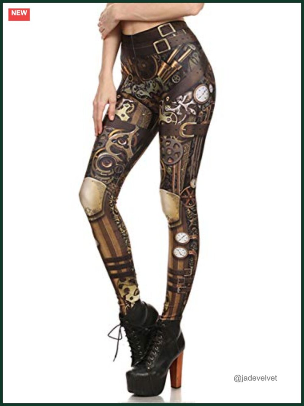 Women's Steampunk Retro Leggings Comic Cosplay Punk Print Gothic Trousers